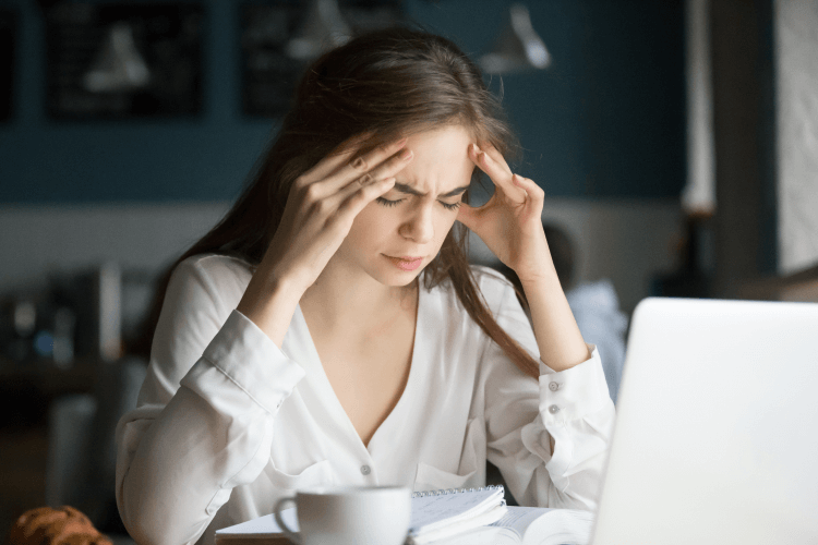 woman trying to concentrate