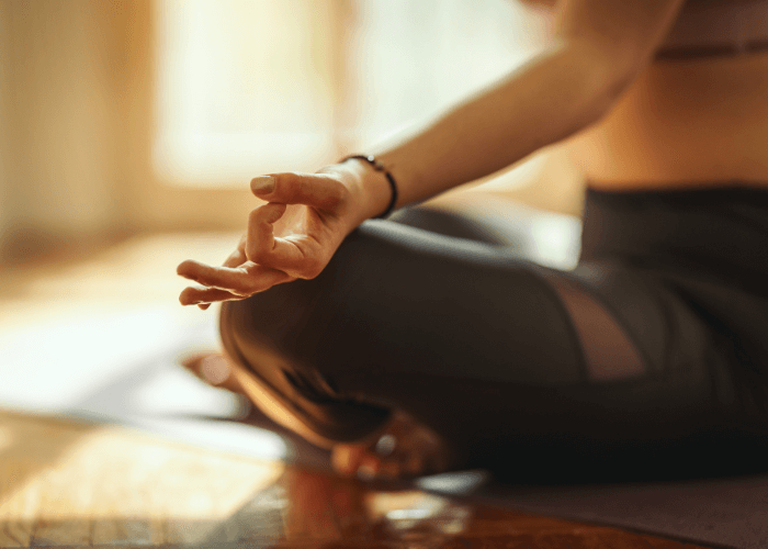 a woman meditating