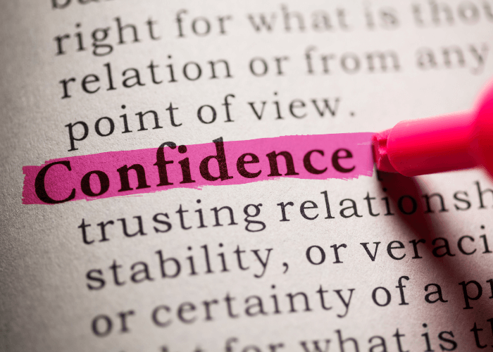 marking the word confidence in a book