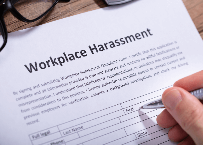 filling a workplace harassment form
