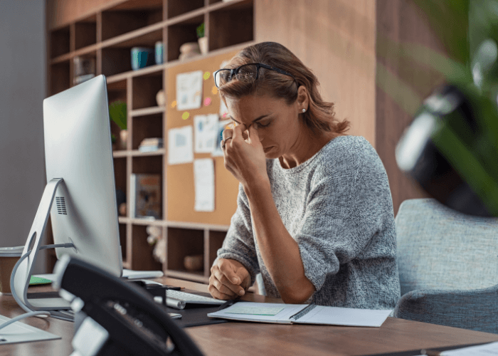 lady being burnout at work