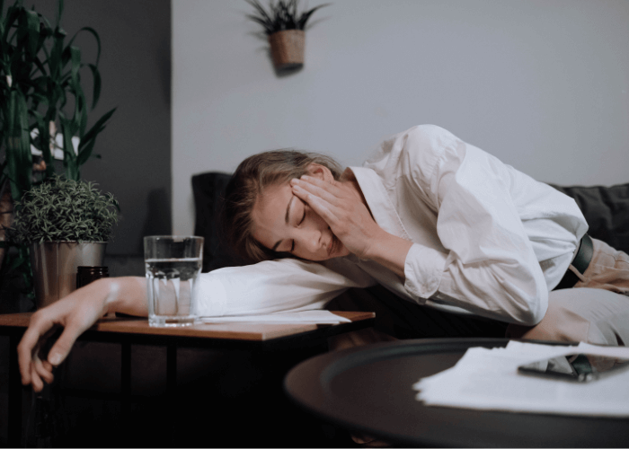 woman tired in the office